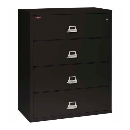 Fire King Fireking Fireproof 4 Drawer Lateral File Cabinet - Letter-Legal Size 44-1/2"W x 22"D x 53"H - Black 44422CBL
